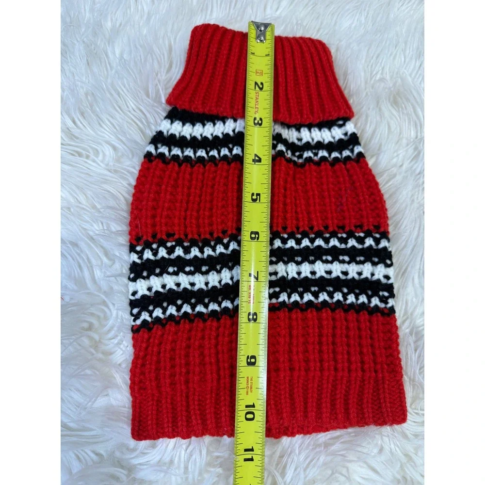 Red White Black Knit Dog Sweater Turtleneck Fair Isle Pattern Small Pet Clothes